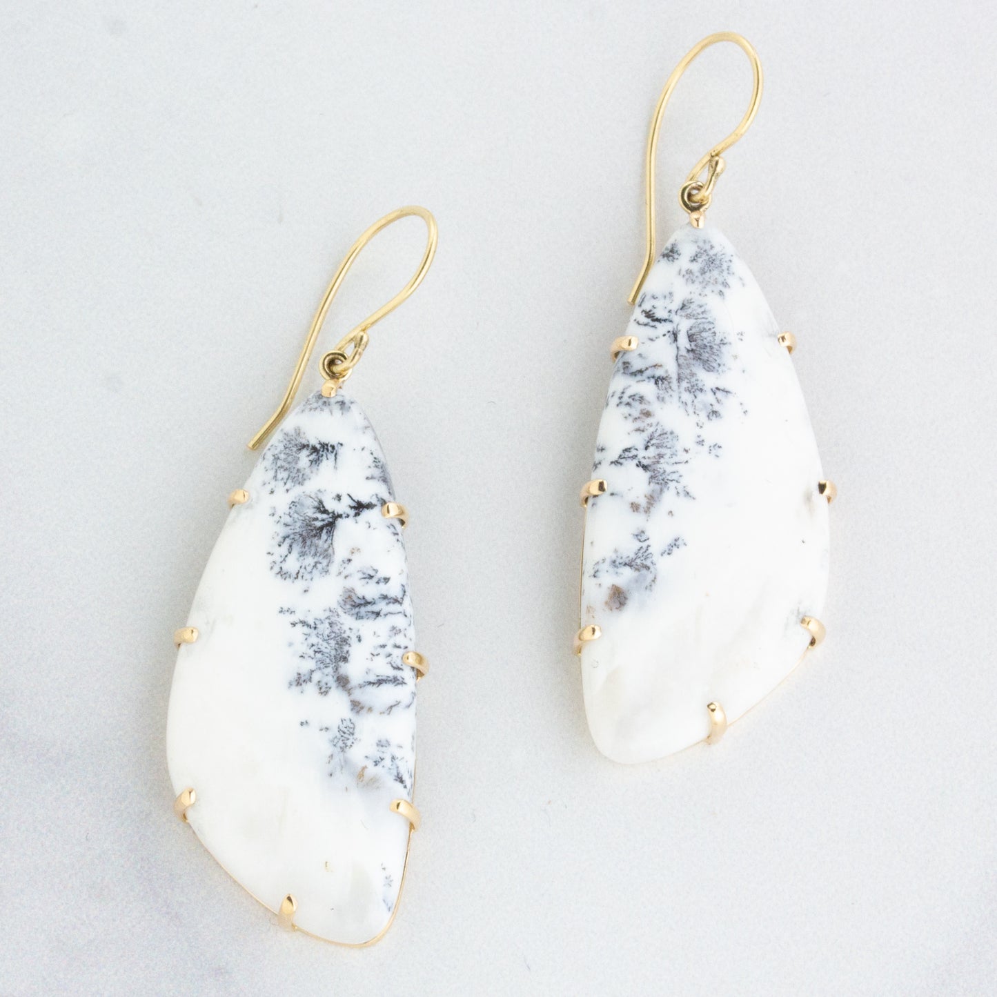 14K Gold Dendritic Opal Earrings