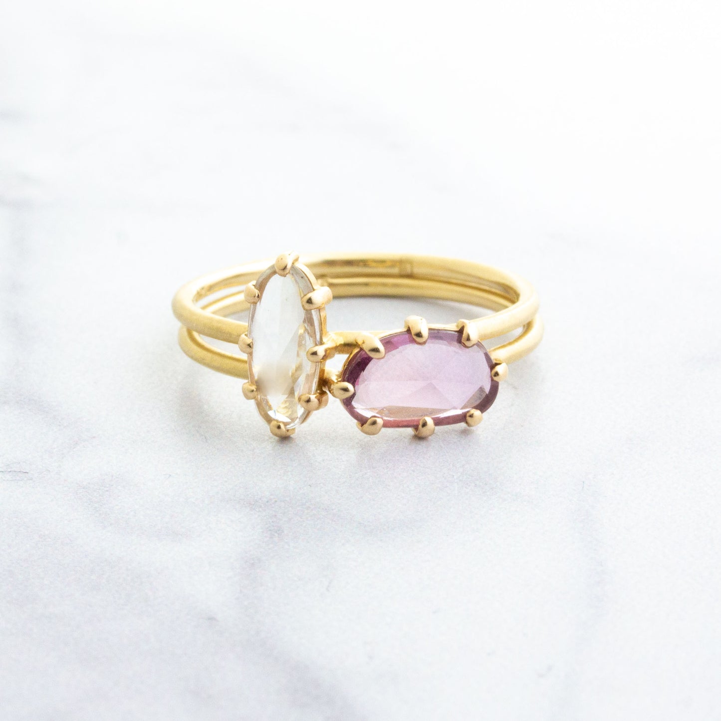 14K Gold & White Sapphire Ring