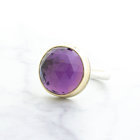 Sterling & 14K Gold Amethyst Ring