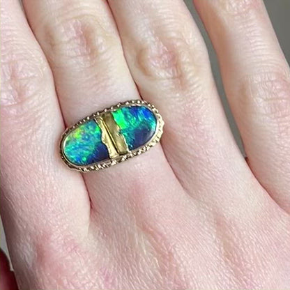 18 & 22K Golden Joinery Boulder Opal Ring