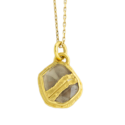 22K Golden Joinery 2.08 ct Diamond Slice Necklace